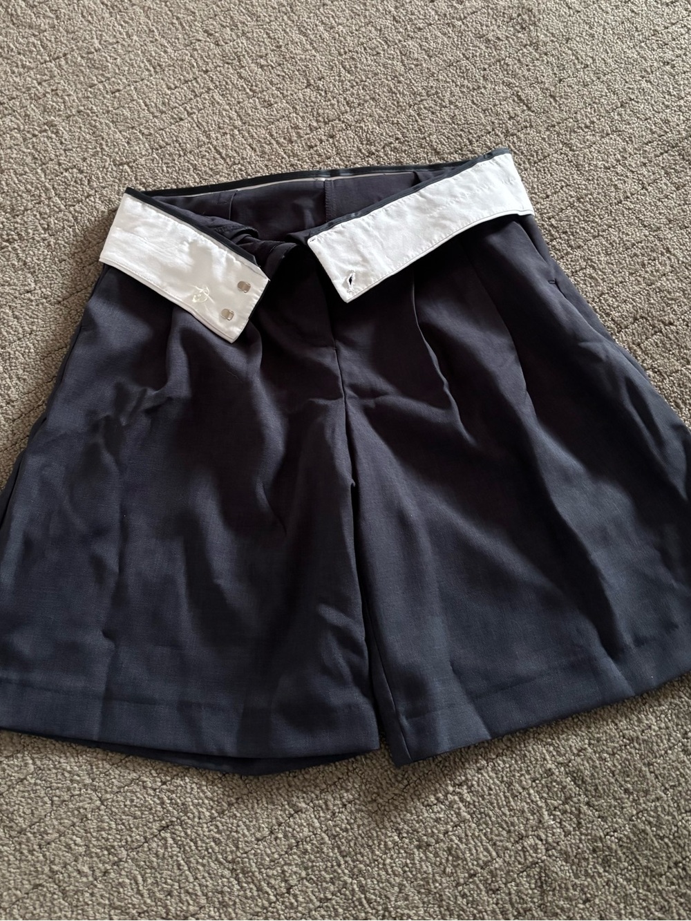 Bershka Black Shorts with White Waistband